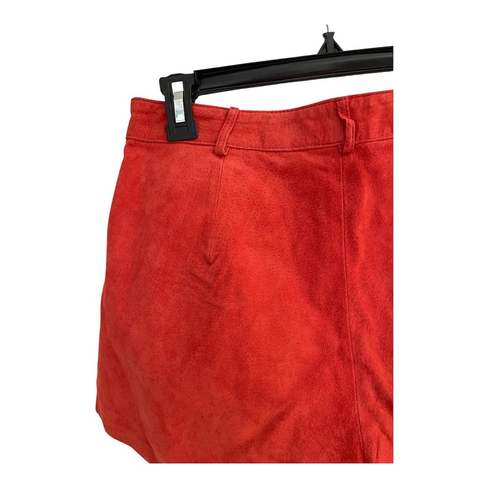I LOVE H81 Women Red Genuine Suede Leather Pleated Shorts Size 27 High Waist - Picture 5 of 6